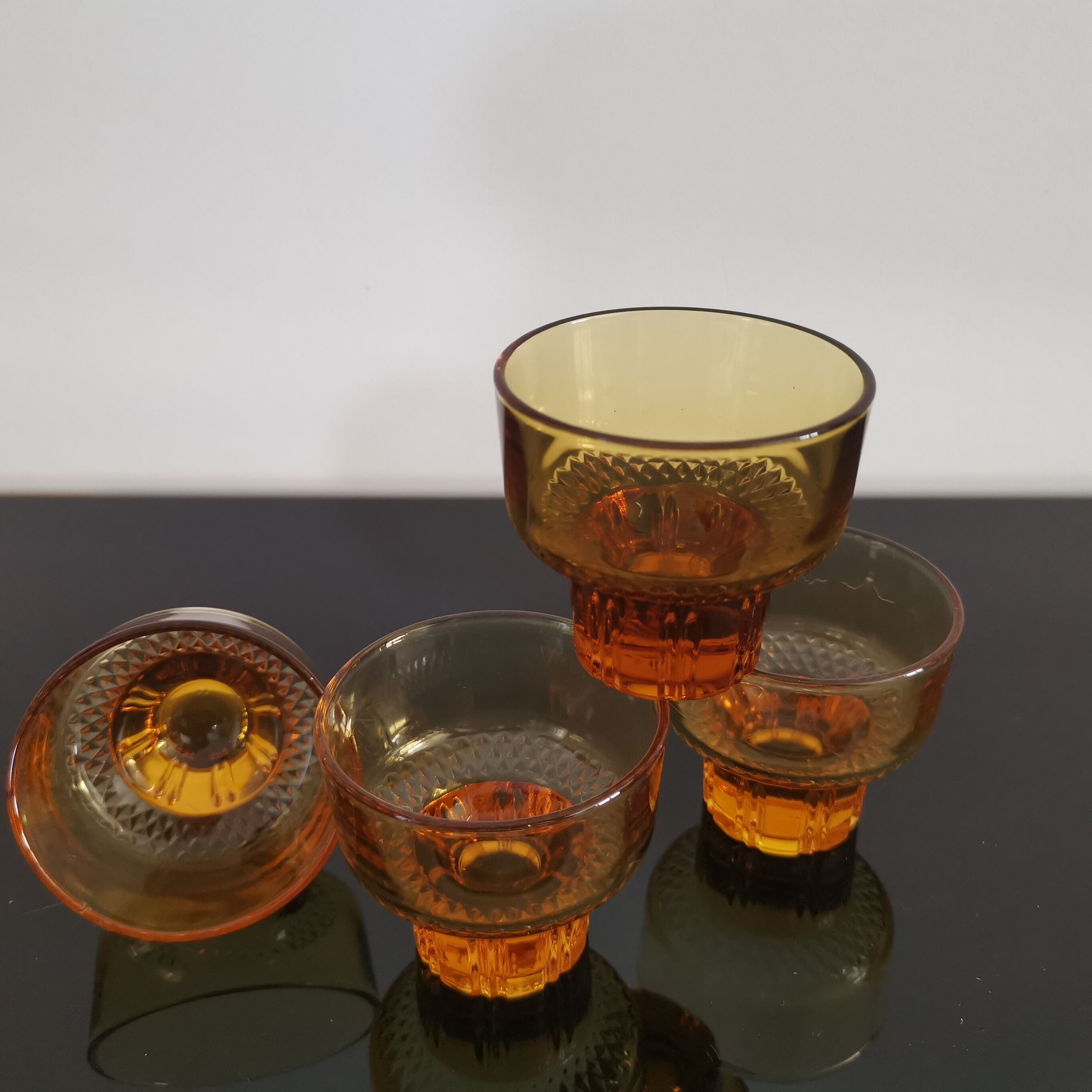 Vintage amber orange Italian espresso cups