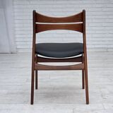 1960s, set of 4 reupholstered Danish dining chairs, design by Erik Buck.