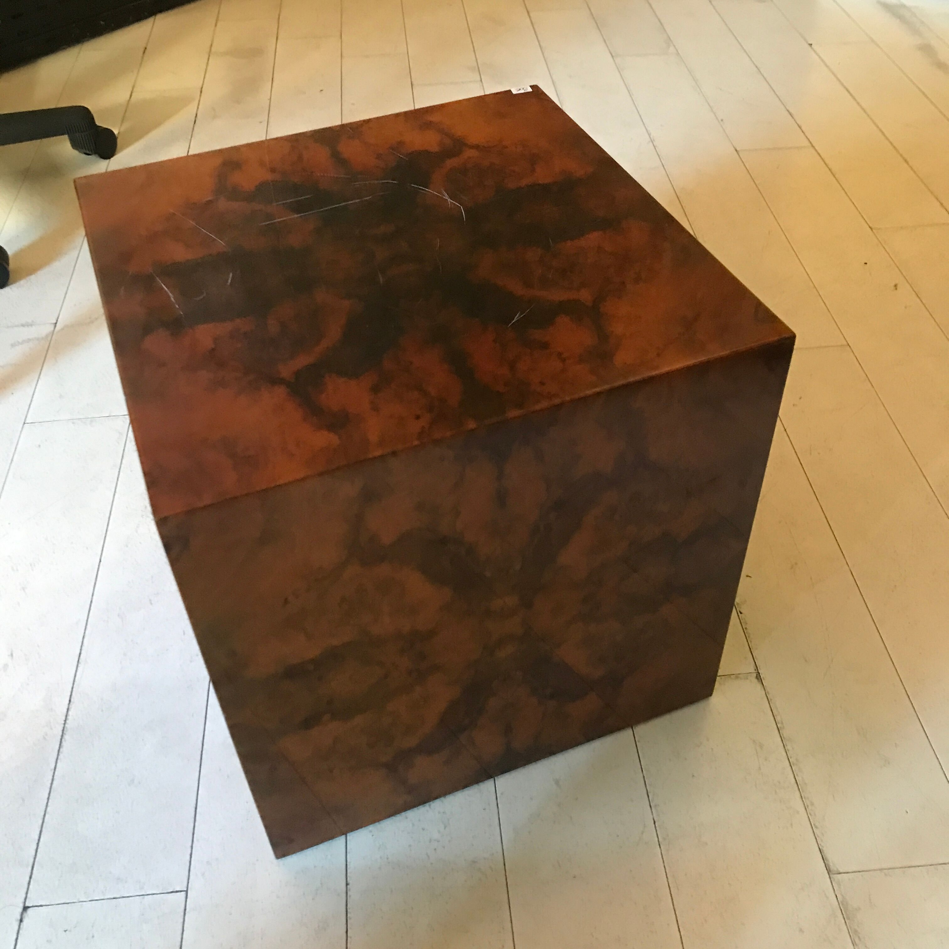 Cube, side table, sofa end, elm magnifying glass bedside table