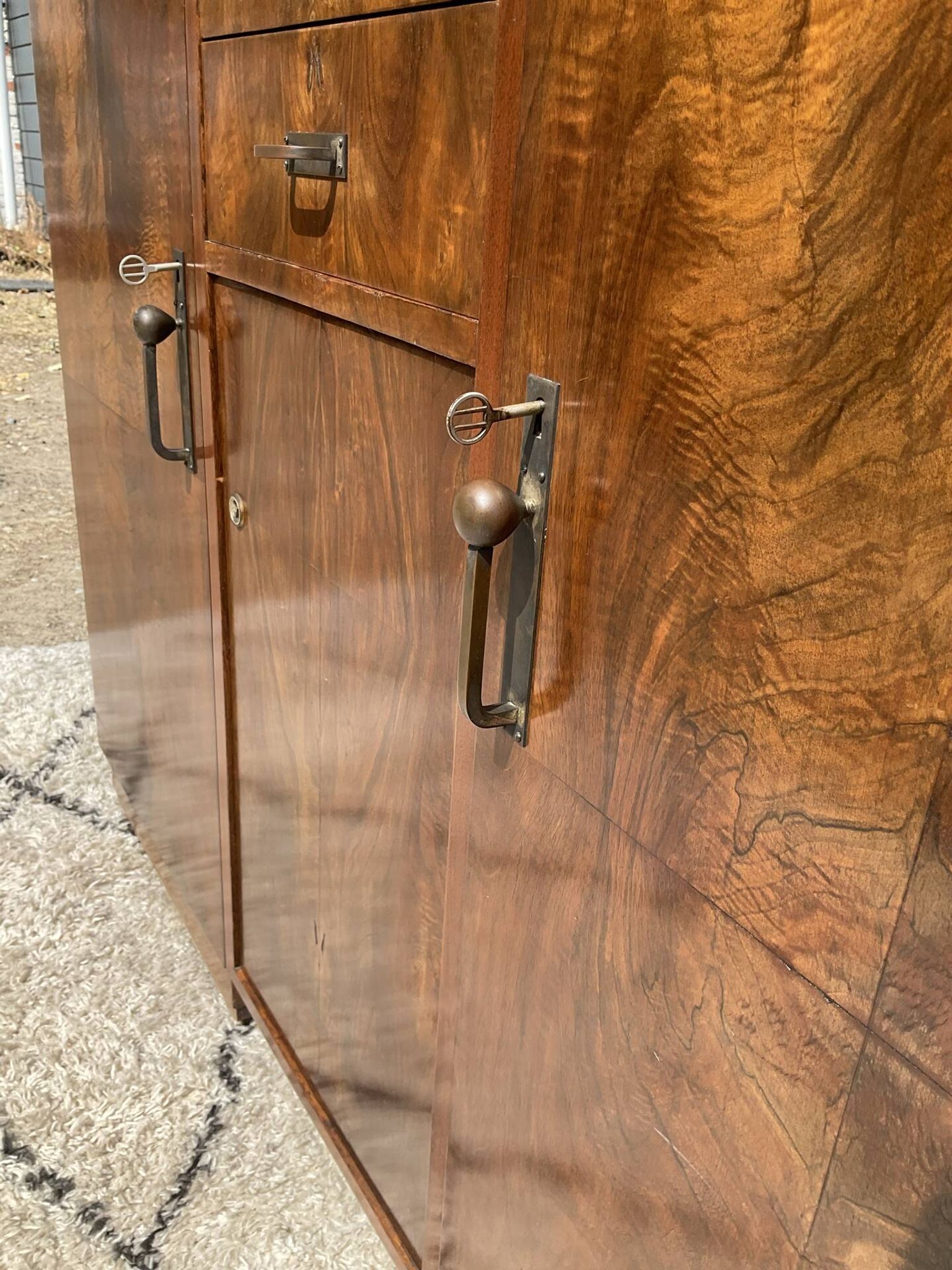 Vintage Art Deco walnut furniture from the 1940s-50s.