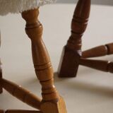 Modern Danish, a pair of tripod stools, seats reupholstered in lambswool, 1950s.