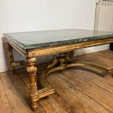 Coffee table in green marble and gilded wood, Louis XVI / Rococo style