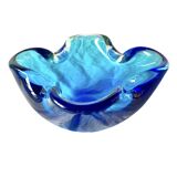 Cendrier vintage en verre soufflé bleu