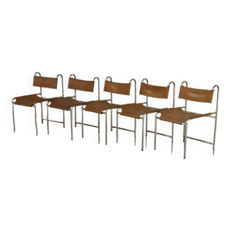 Design chair chrome & leather 1970