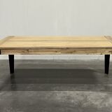 Industrial extendable dining table in wood and metal, 10/12 place settings
