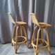 Pair of vintage stools in rattan & bamboo — 1950s