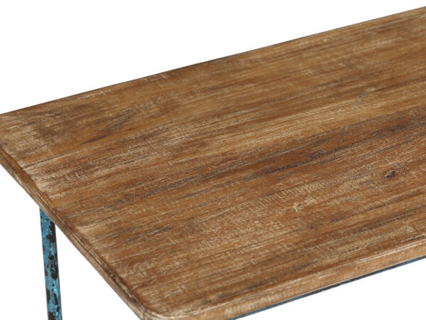 table basse Ancienne table D'ecolier Vieux Teck Et Metal 94x49x53cm