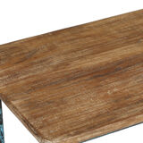 Table basse ancienne table d'ecolier vieux teck et metal 94x49x53cm
