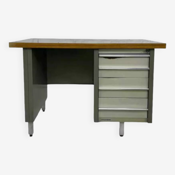 1950s industrial desk in metal and wood Remington Rand Fran