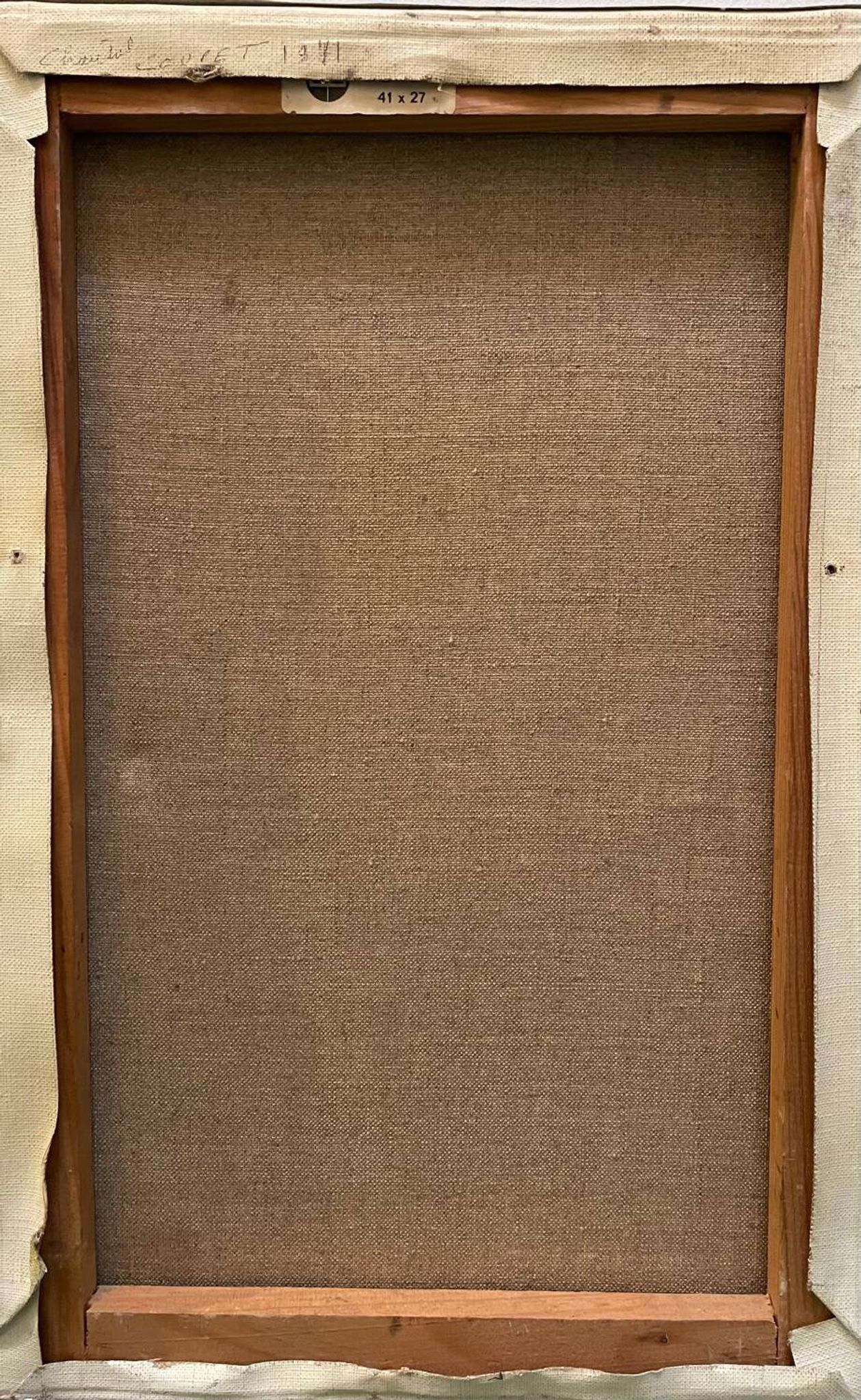 Tableau paysage représentant des maisons Coupet 1971