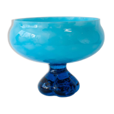 Bol, coupe sur pied en verre bleu, Portugal années 1960