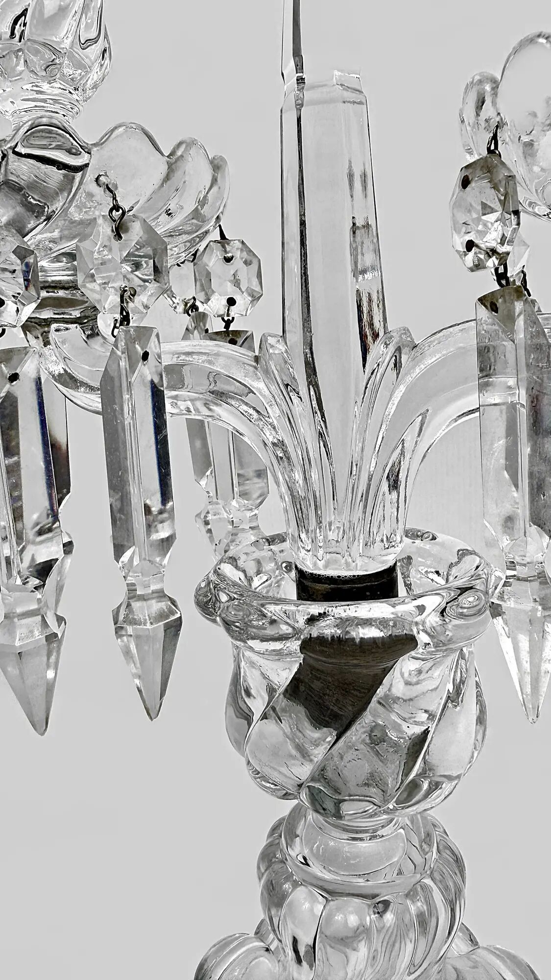 Baccarat, pair of two-light candelabra, Bambou Tors model.
