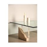 Travertine and glass coffee table