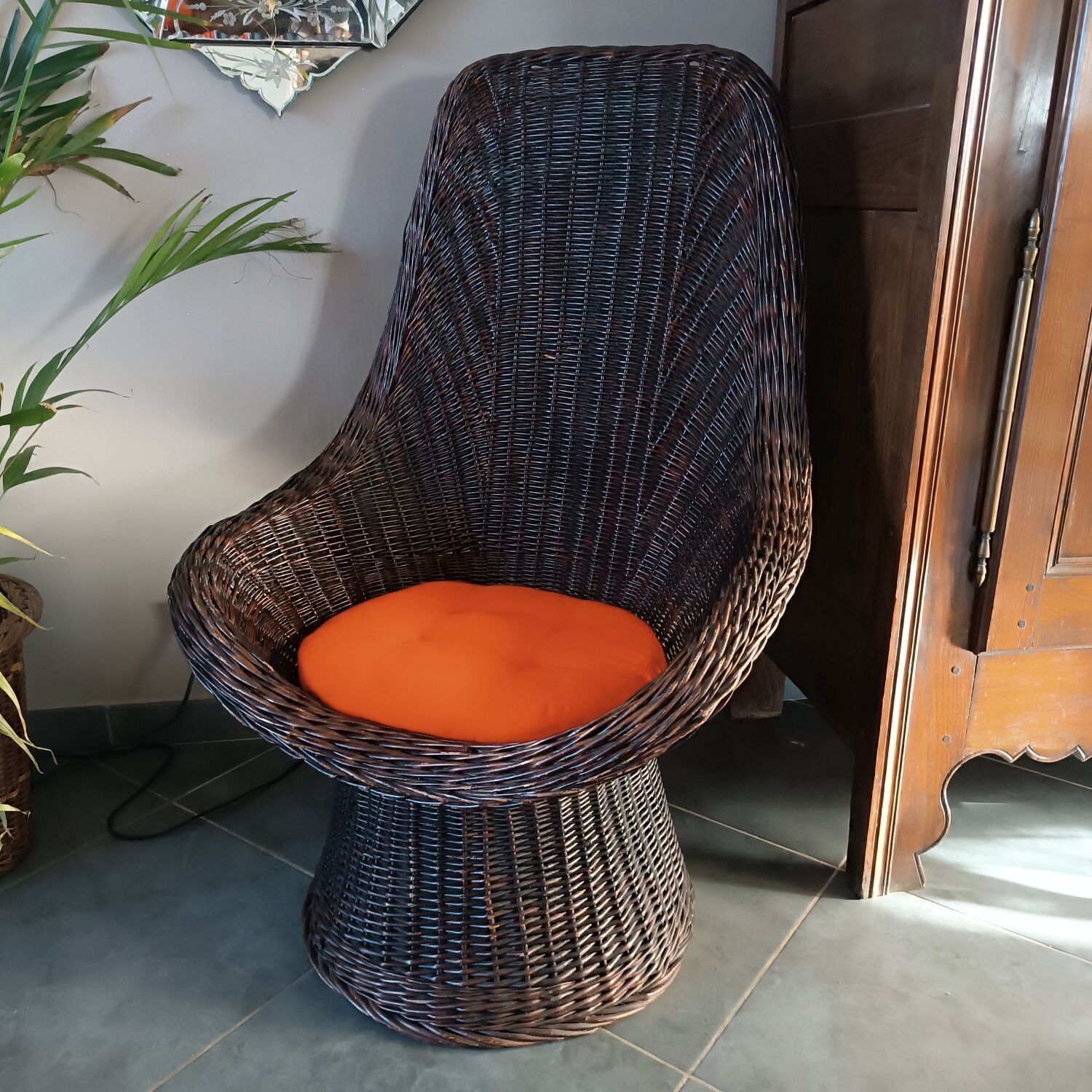Vintage rattan armchair