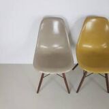 Eames Herman Miller DSW side chairs in ochres and light greige