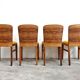 Set de 4 chaises Art Déco en placage de racine de noyer, velours
