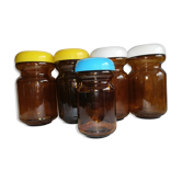 Set of 5 vintage amber jars