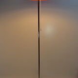 1960 chrome lamppost and red lampshade, double lighting