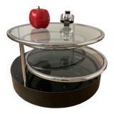 Vintage circular coffee table with triple top - 1980s