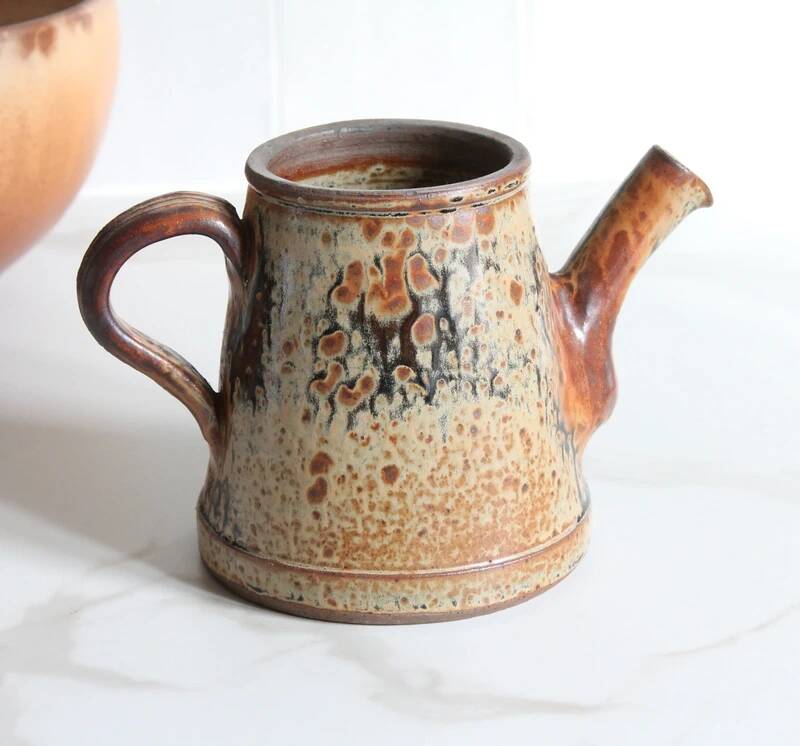 Vintage stoneware pottery, glazed ceramic jug by Jean Pierre Prudhomme.