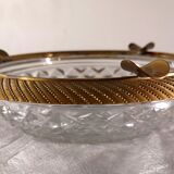 Cut glass and brass ashtray