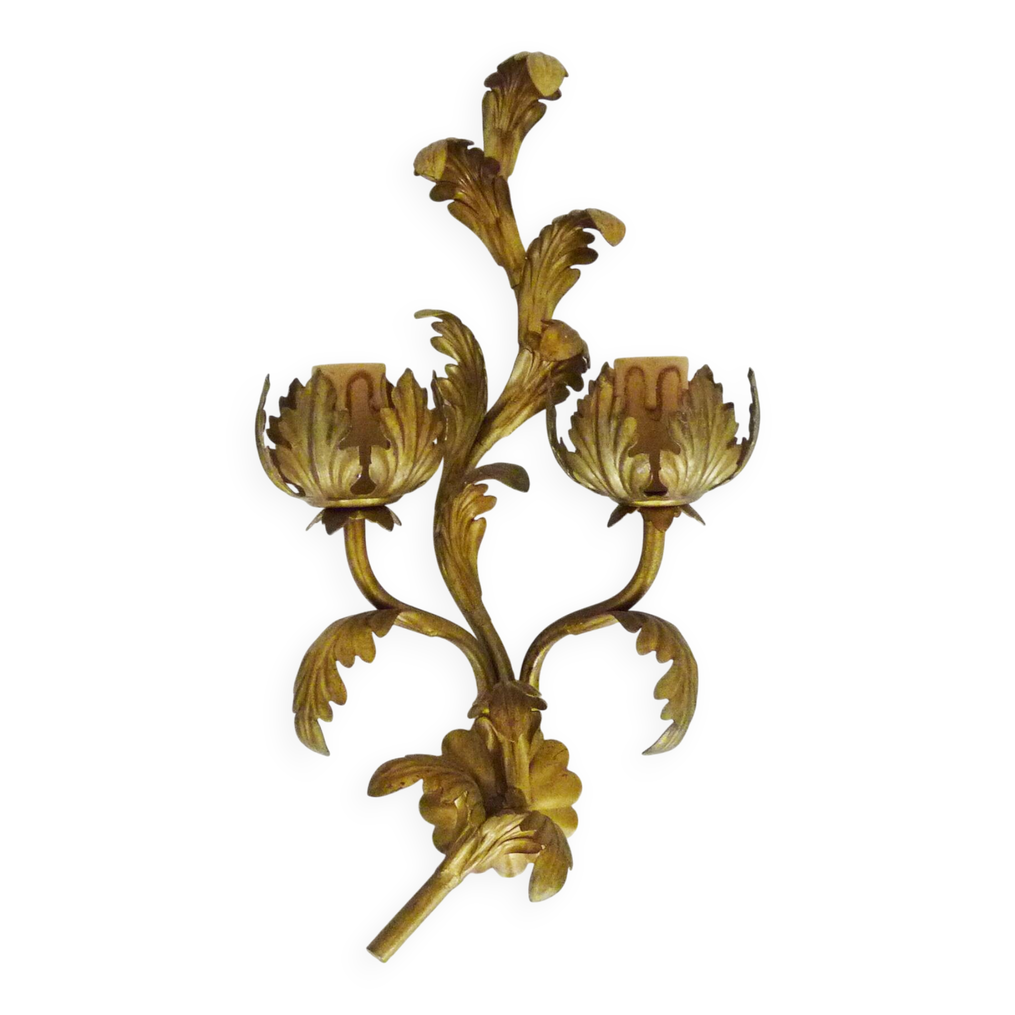 Vintage Italian wall light in gilded wood. 1970s