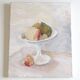 Peinture à l'huile, nature morte, fruits et compotier, années 70