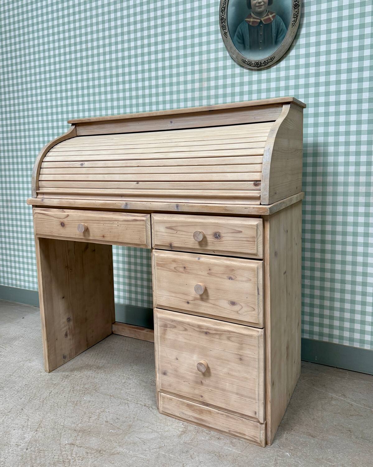 Bureau à rideau vintage, rénové