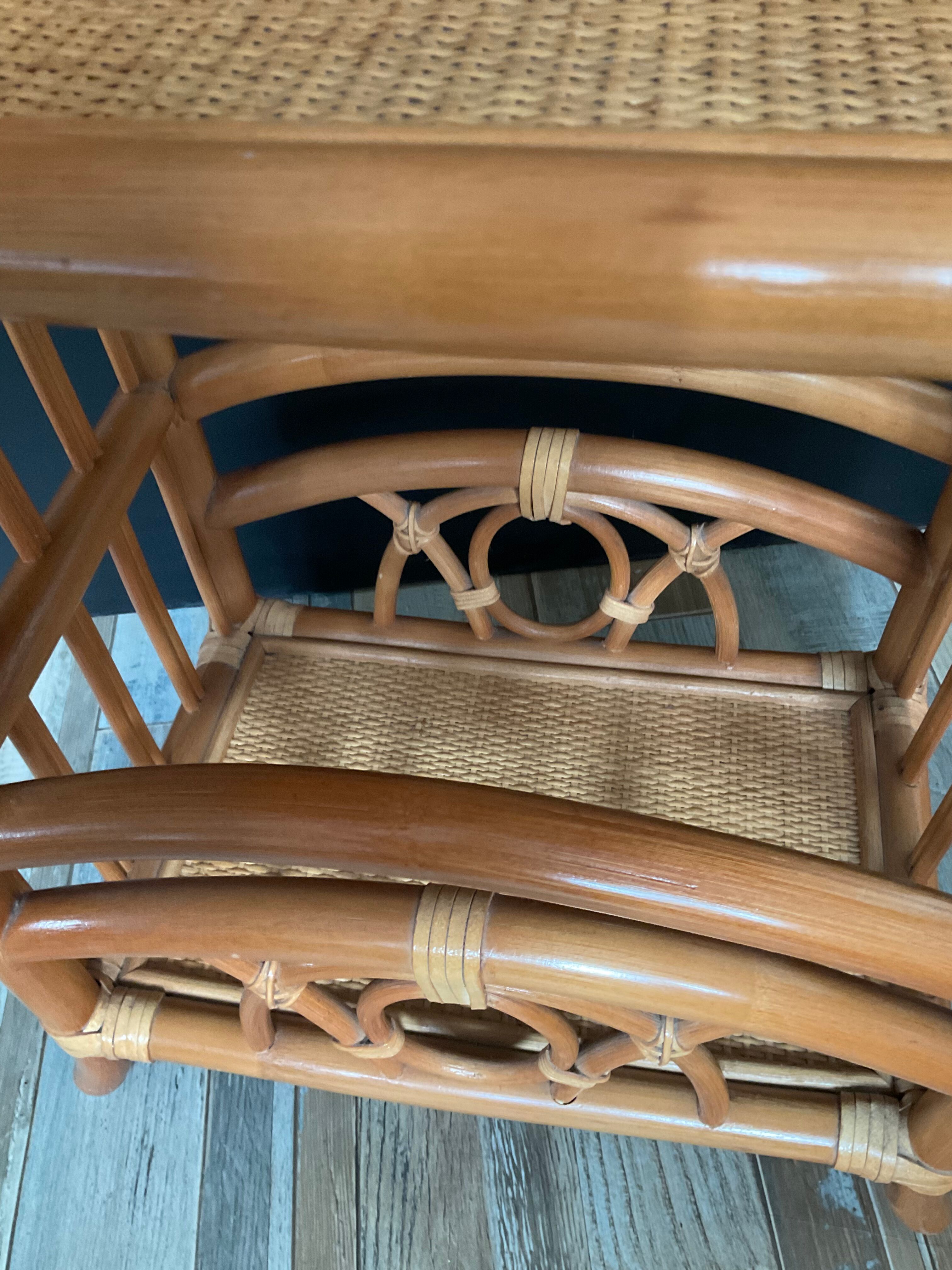 Vintage rattan side table from the 70s