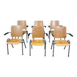 Lot de 6 fauteuils école - anthracite