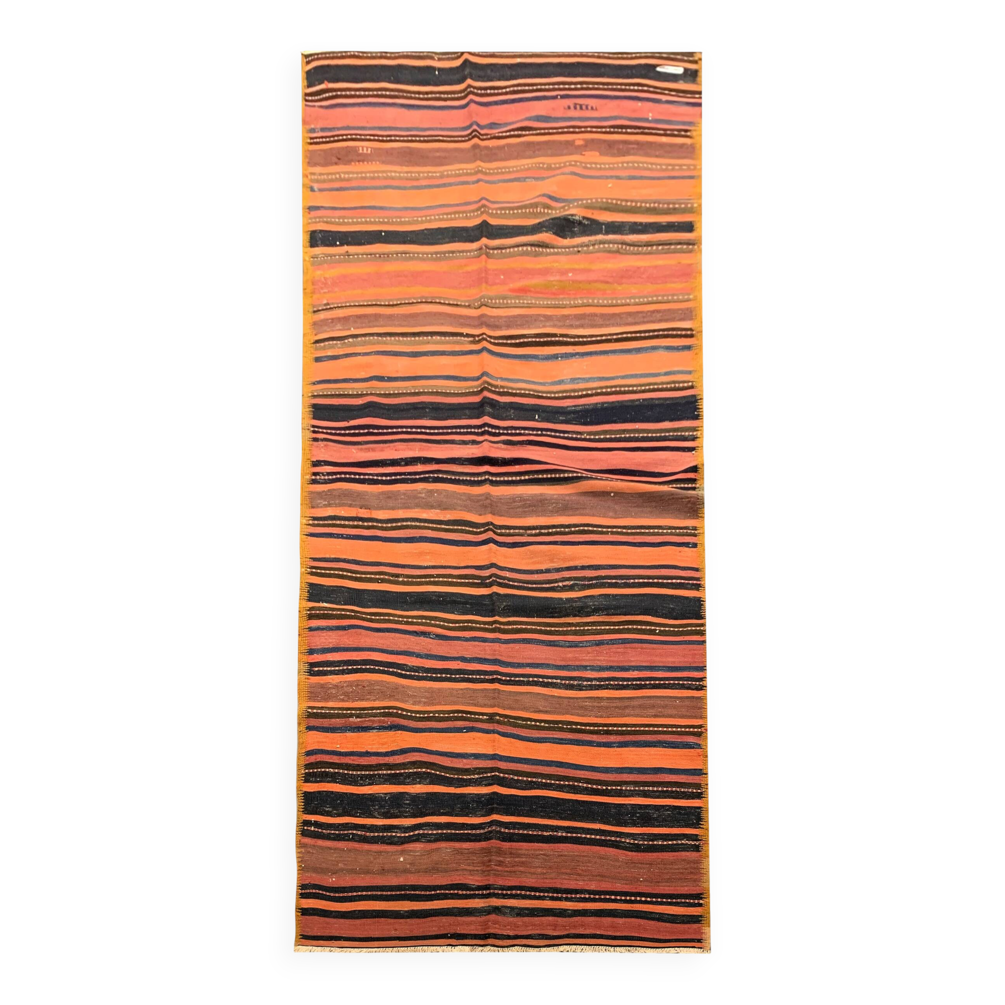 1960s Anatolian Kilim Runner, Striped Handwoven Wool Rug 125 x 363 cm