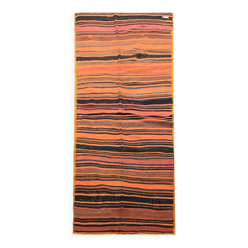 Tapis Kilim anatolien des années 1960, tapis rayé en laine tissée à la main 125 x 363 cm