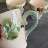 10 tasses barbotine, pensées