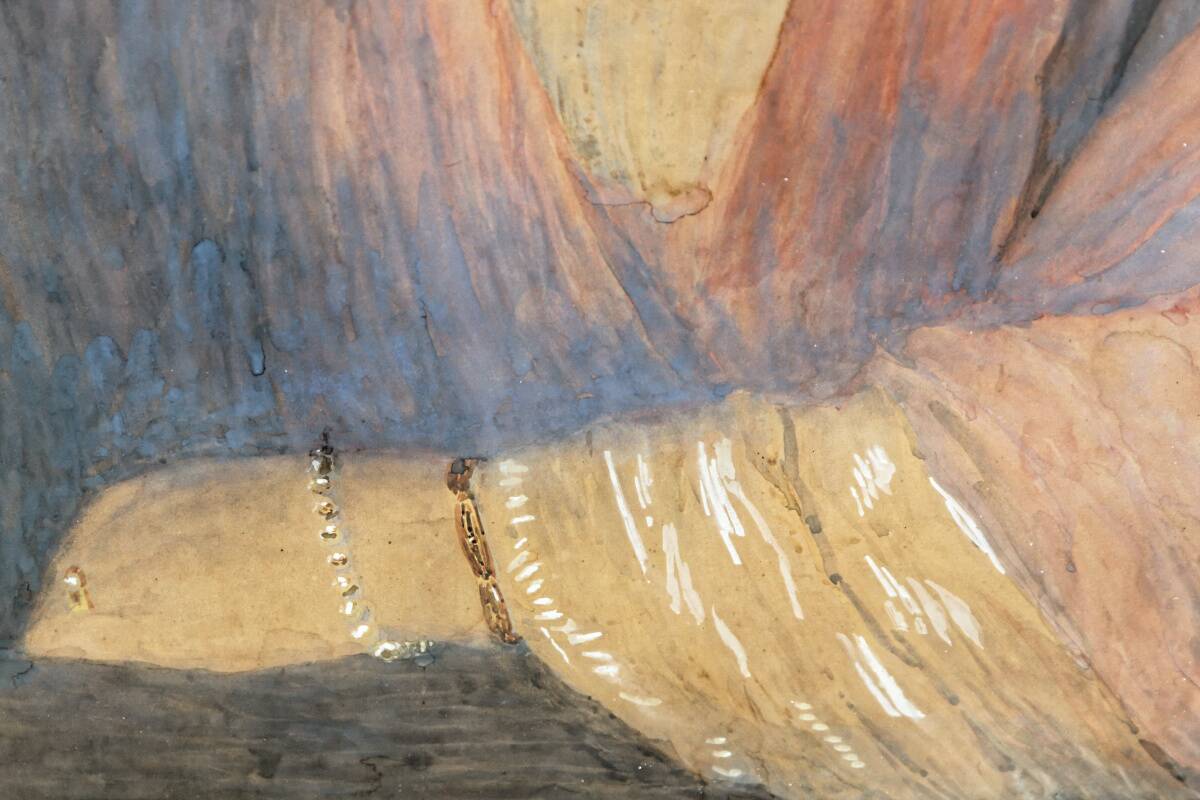 Pastel orientaliste, femme au turban, signé Wolff