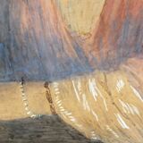 Pastel orientaliste, femme au turban, signé Wolff