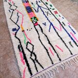 Handmade Berber wool rug: Moroccan Azilal style, colorful pattern