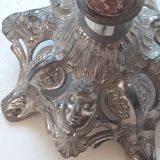 Kerosene lamp. Rerre, marble and silver regulates with face patterns.