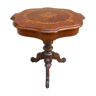Old gueridon in solid wood on top in marquetry