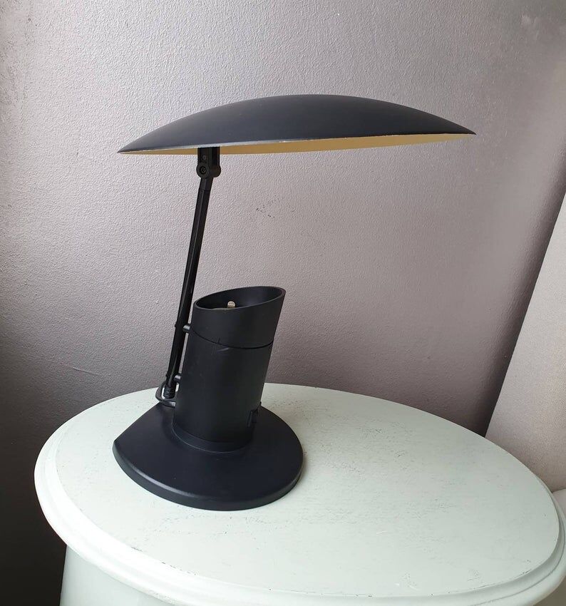 80s black yellow vintage plastic desk lamp