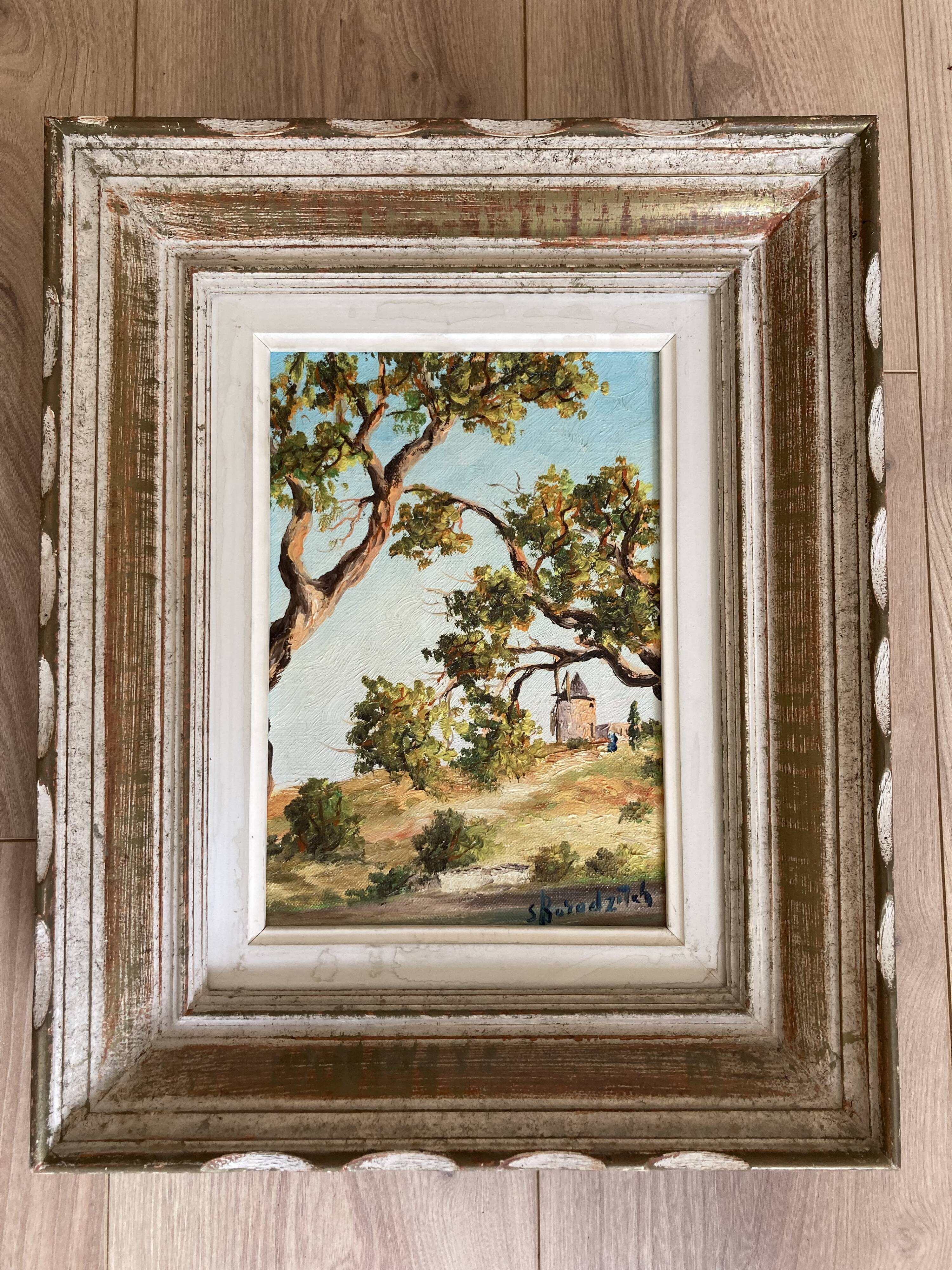 Oil on canvas - Provençal mill, signed Serge Borodizitch