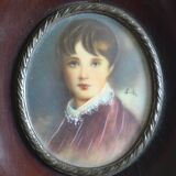 Miniature portrait of a young boy, framed and under glass