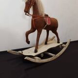 Rocking horse made of wood, fabric and natural horsehair, 1940-1950