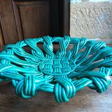 Woven green ceramic basket