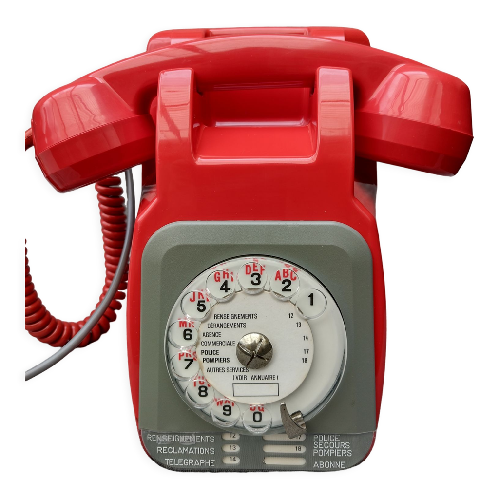 Ancien téléphone rouge mural s63 socotel vintage | Selency