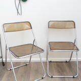 2 chairs folding plexiglass smoked