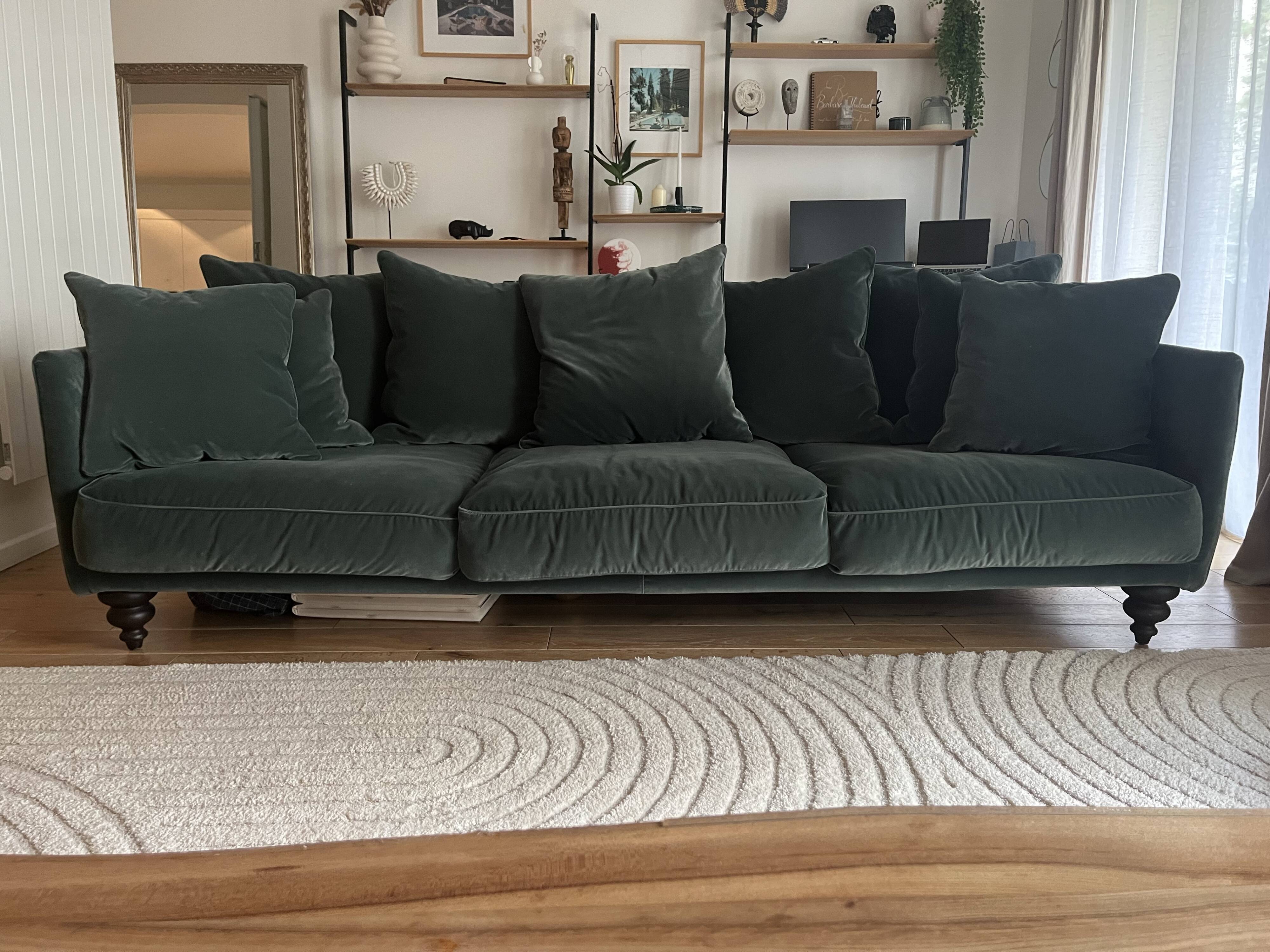 Lazare 5-seater sofa AMPM in cedar green velvet