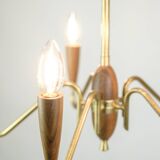 Chandelier made In Teak & Brass From 1960s