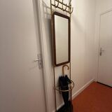Antique brass coat rack with mirror – Vintage entrance hall wardrobe