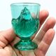 3 vintage french egg cups, turquoise glass, hen shape, luminarc
