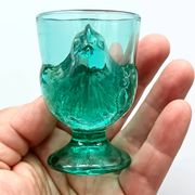3 coquetiers français vintage verre turquoise forme poule luminarc